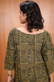 Rustic Green Hand Embroidered Cotton Kurta