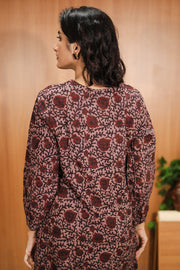 Rustic Maroon Hand Embroidered Cotton Dress