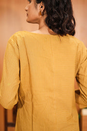 Mustard Yellow Embroidered Cotton Dress 10062681