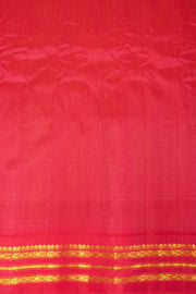 Parrot Green Gadwal Kuttu Handloom Silk Saree With Temple Border 10077204