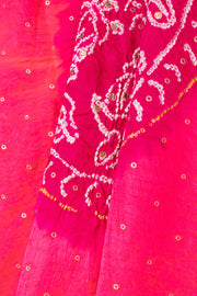 Peach Bandhani Gajji Silk with Lagdi patta Dupatta 10073110