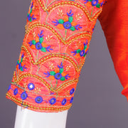 Pink Aari Embroidered Silk Blouse 10068937