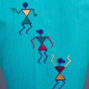 Blue Embroidered Cotton Blouse 10069475 - Avishya