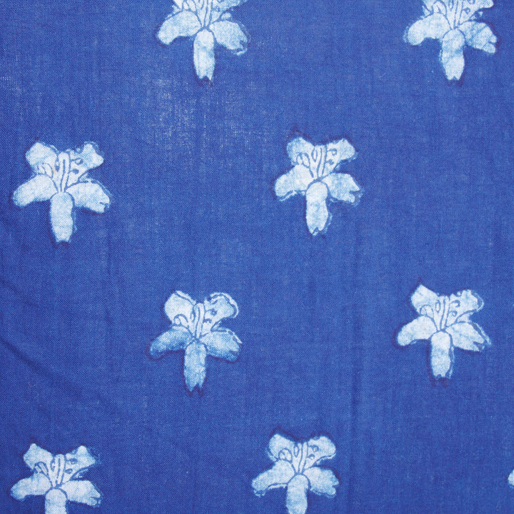 Blue Indigo Dabu Printed Cotton Blouse 10068952 - Avishya