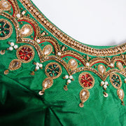 Green Aari Embroidered Silk Blouse 10068915 - Avishya