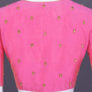 Pink Aari Embroidered Silk Blouse 10069589 - Avishya