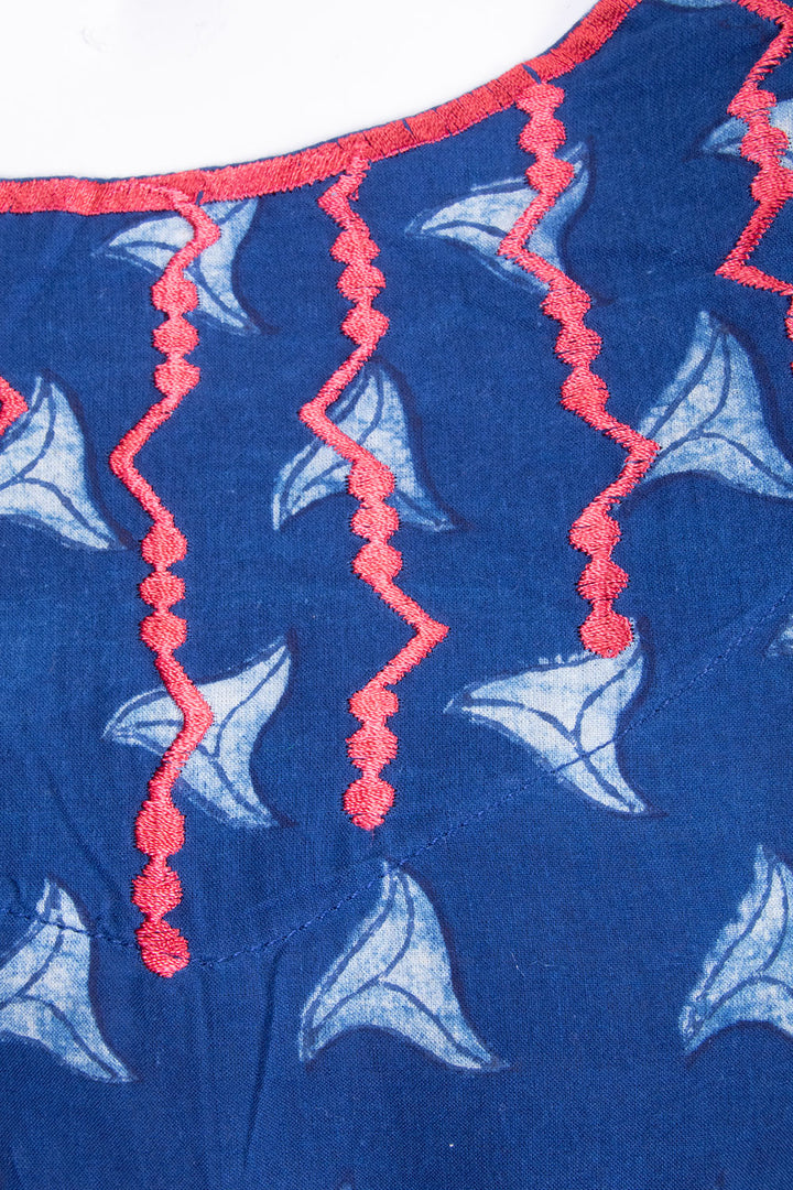Blue Hand Block Printed Cotton Kurta 10068994 - Avishya