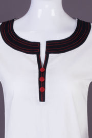 White Boat Neck Cotton Crop Top-Avishya