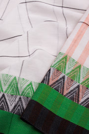 White Handloom Dhaniakhali Cotton Saree - Avishya
