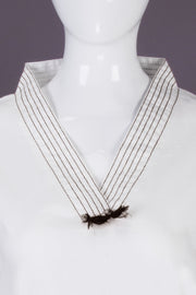 White Shawl Neck Cotton Crop Top-Avishya