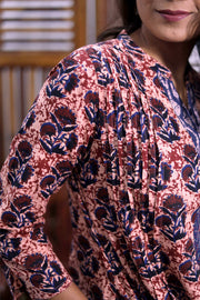 Pink Hand Block Printed Cotton Kurta 10062653