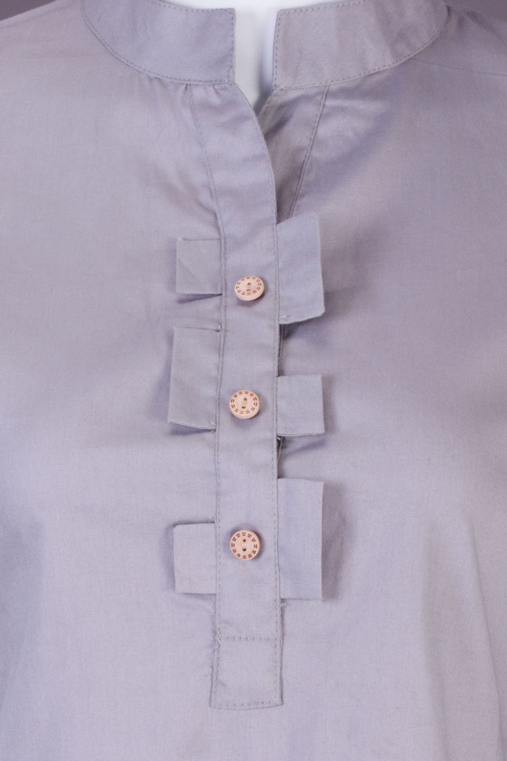 Grey Chinese Collar Cotton Crop Top - Avishya