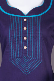 Navy Blue Cotton Crop Top - Avishya