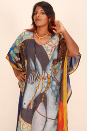 Sapphire Blue Khadi Tussar Silk Kaftan 10070462