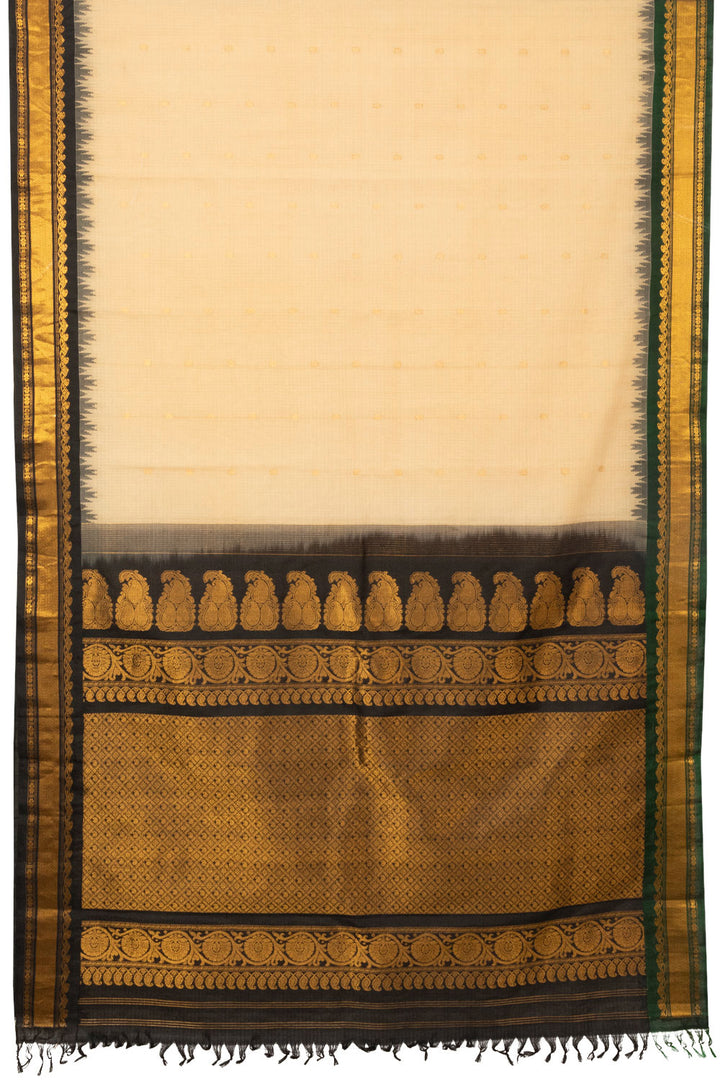Beige Handloom Gadwal Kuttu Silk Saree - Avishya