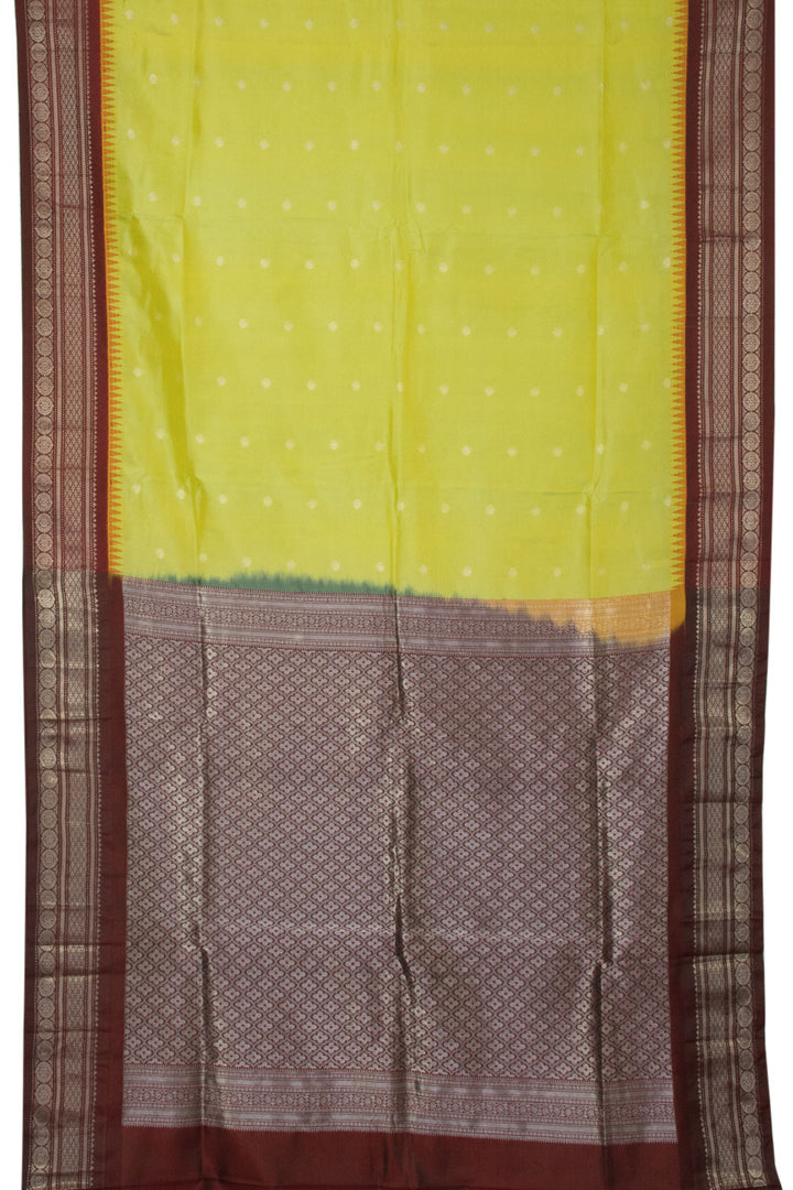 Lime Green Handloom Gadwal Kuttu Silk Saree - Avishya