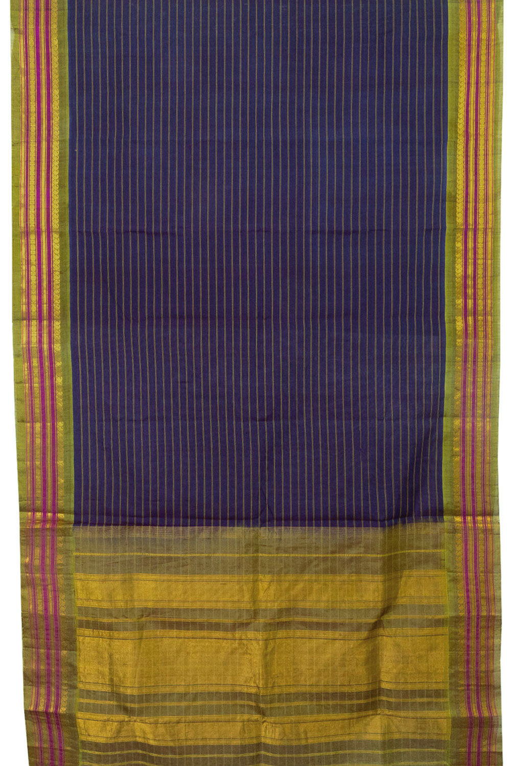 Navy Blue Gadwal Silk Cotton Saree - Avishya