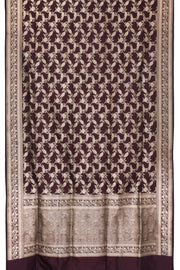Burgundy Handloom Banarasi Katan Silk Saree 10063200