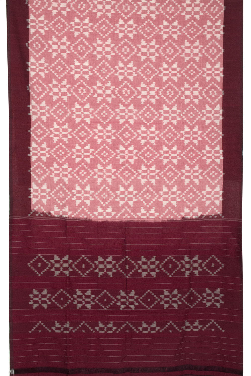 Pink Handloom Telia Rumal Design Ikat Cotton Saree 10064462