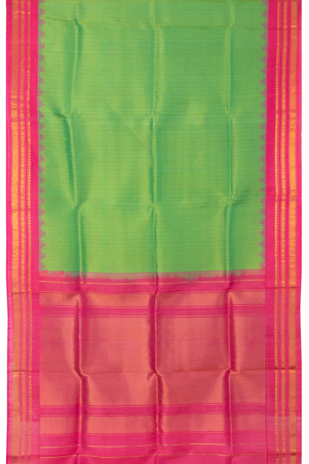 Parrot Green Handloom Gadwal Kuttu Silk Saree - Avishya