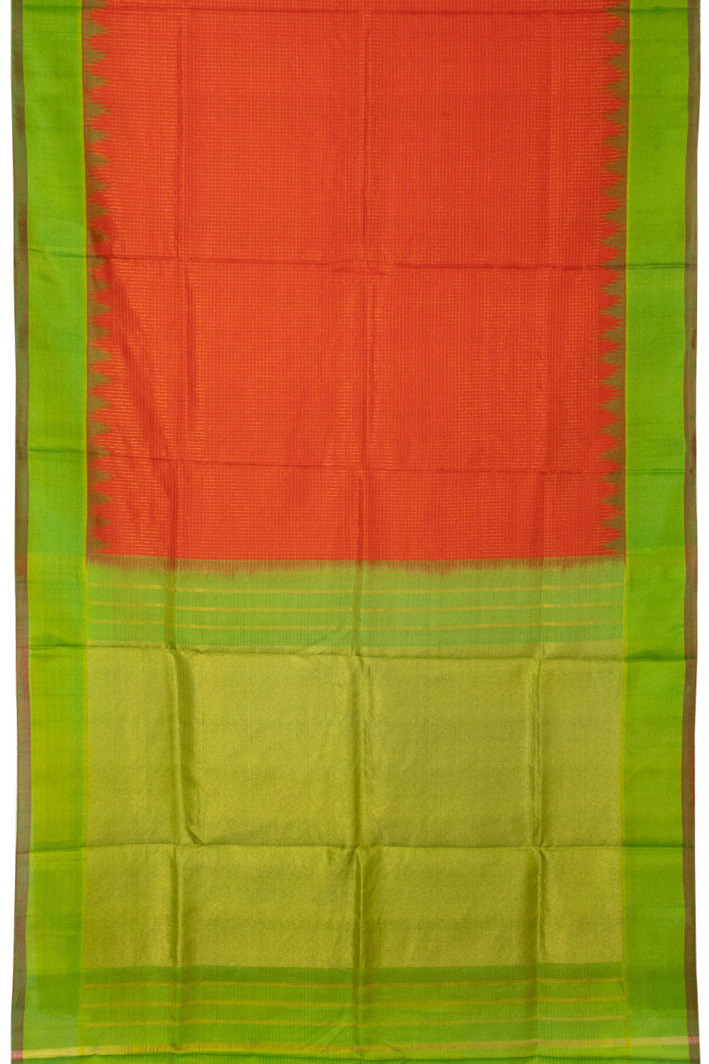Orange Handloom Gadwal Kuttu Silk Saree - Avishya