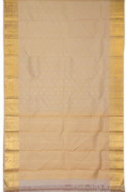 Beige Pure Zari Bridal Brocade Kanjivaram Silk Saree with Silver and Gold Zari Motifs 10063065