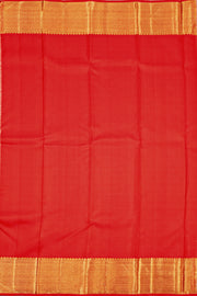 Orangish Red Monotone Bridal Kanjivaram Pure Zari Silk Saree 10074735