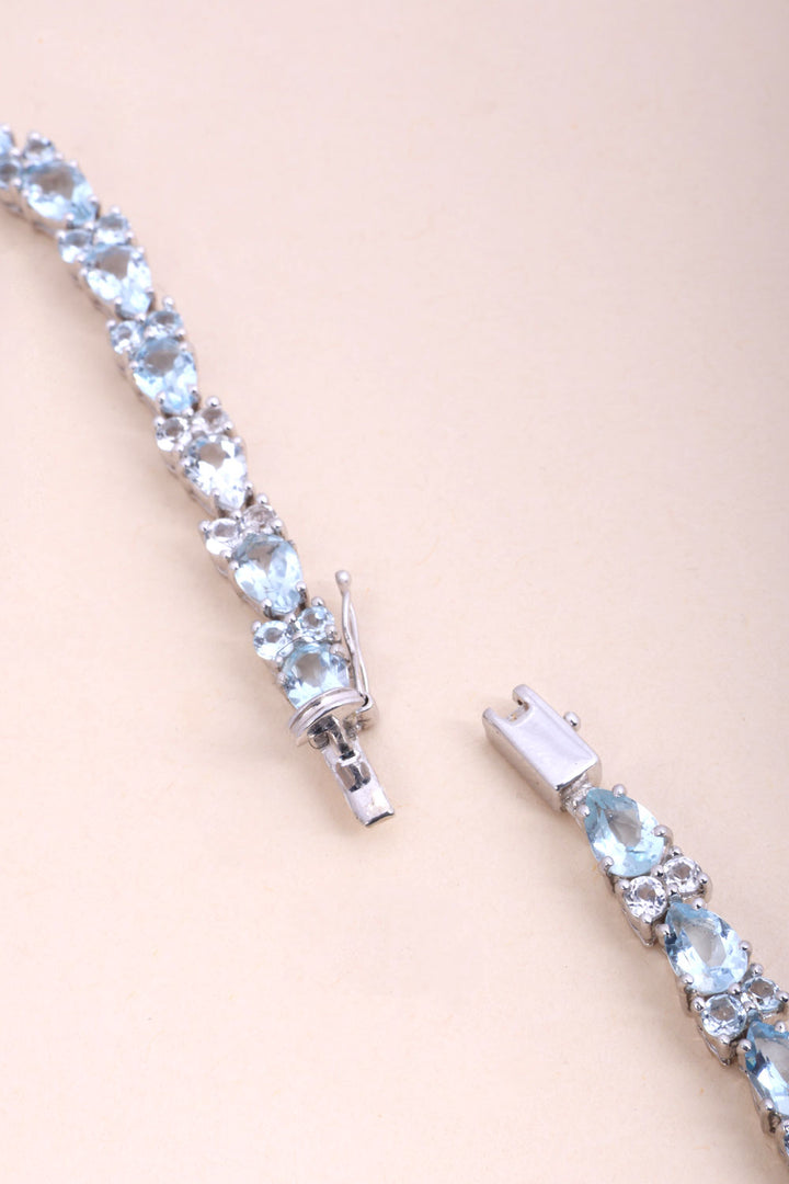 Blue Topaz Sterling Silver Necklace 10067126 - Avishya