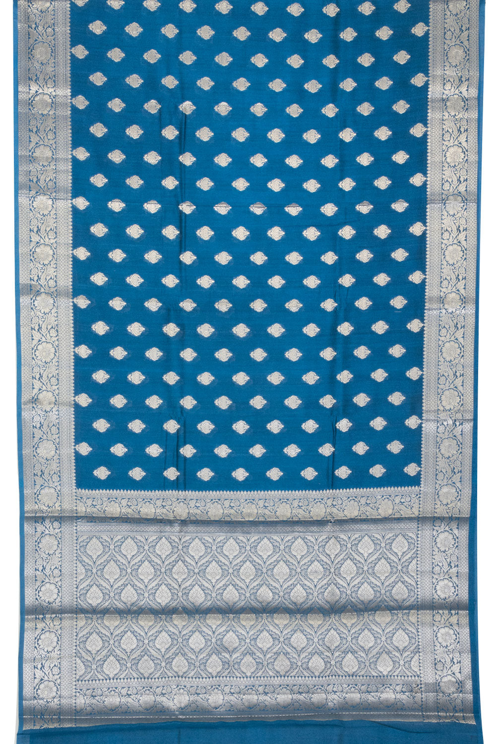 Yale Blue Handloom Banarasi Chiniya Silk Saree 10063237