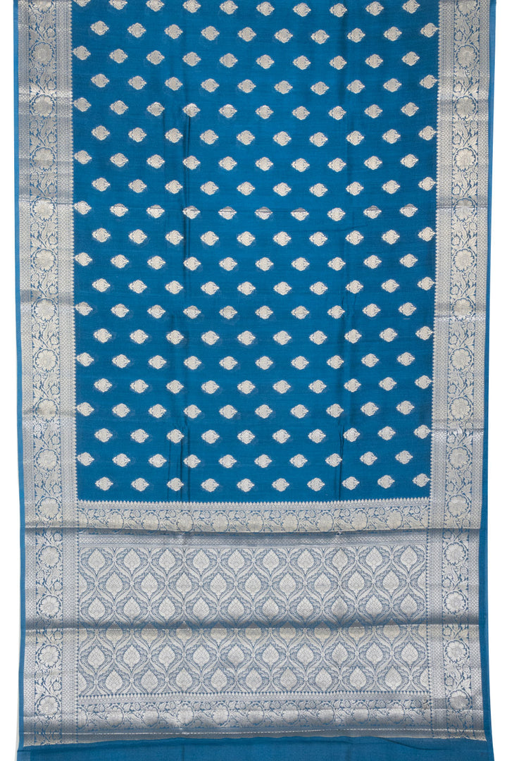 Yale Blue Handloom Banarasi Chiniya Silk Saree 10063237