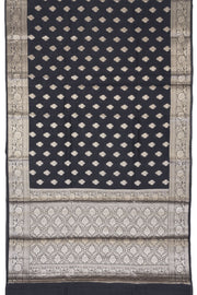 Black Handloom Banarasi Chiniya Silk Saree 10063238