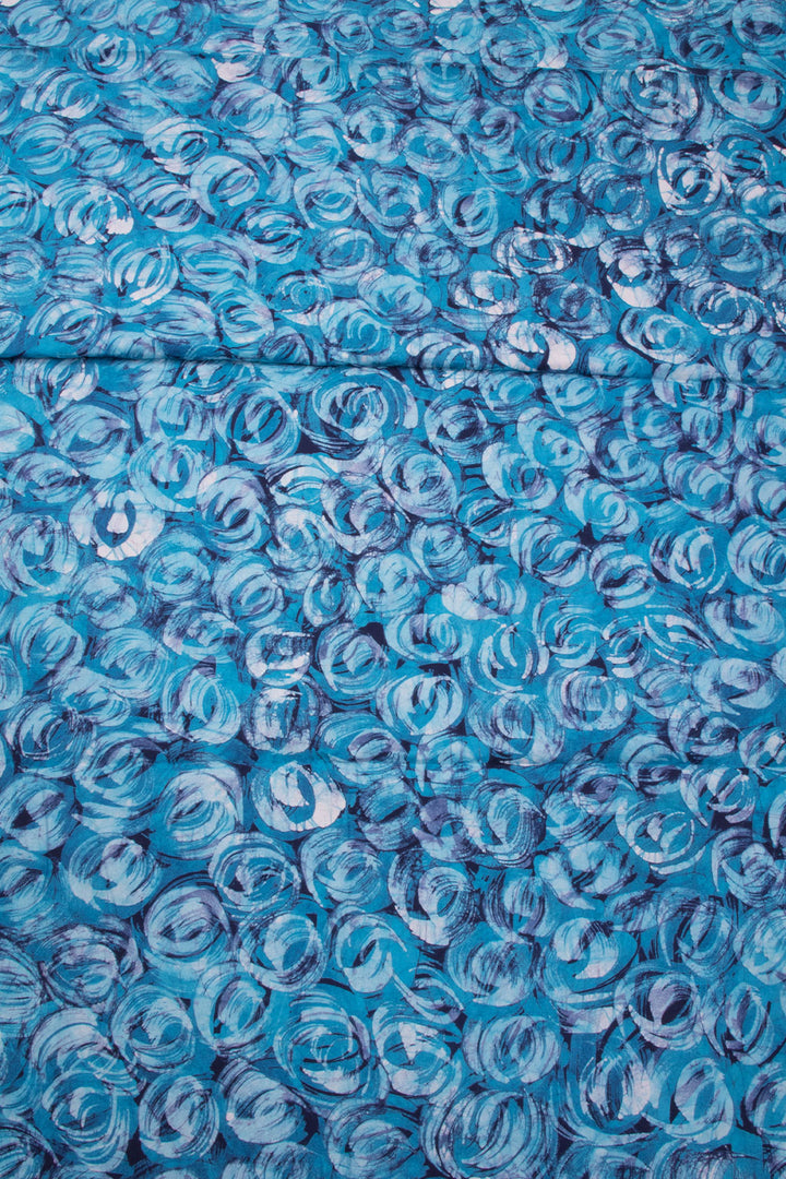 Dodger Blue Batik Cotton 3-Piece Salwar Suit Material -Avishya