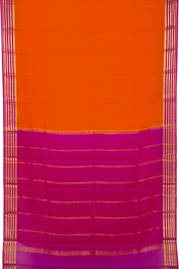 Deep Orange Mysore Crepe Silk Saree 10062294