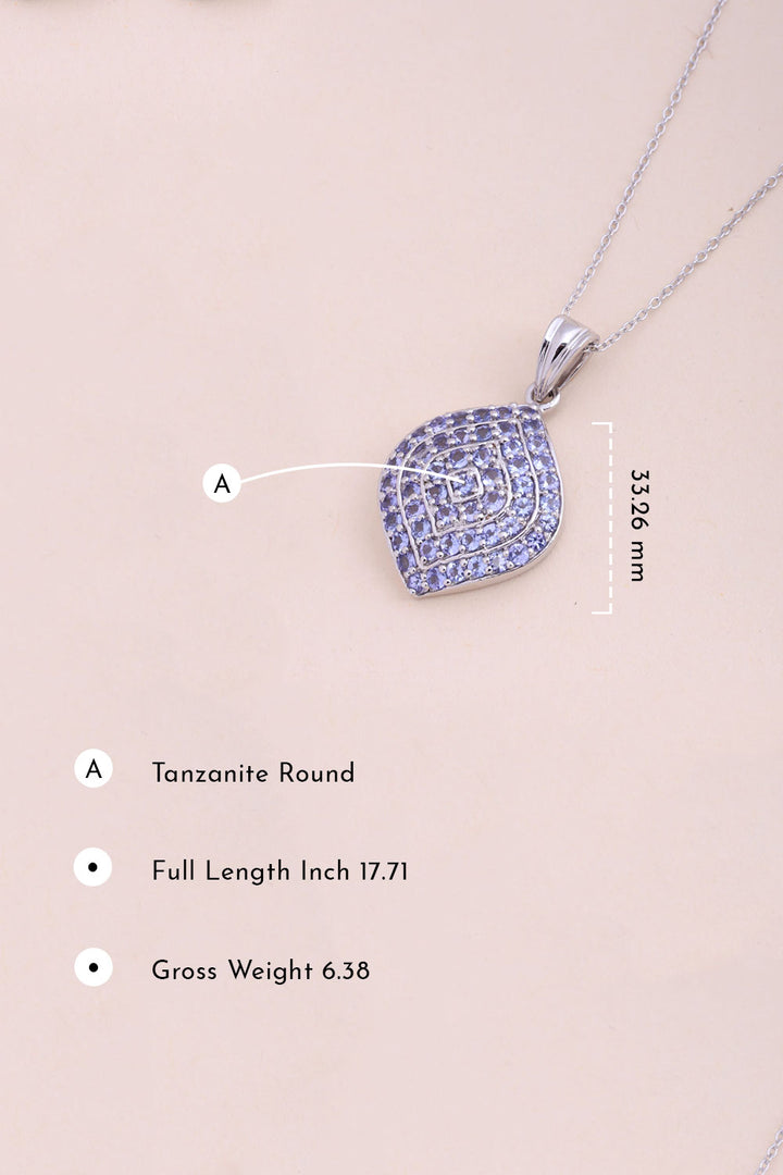 Tanzanite Sterling Silver Pendant Necklace 10067156 - Avishya