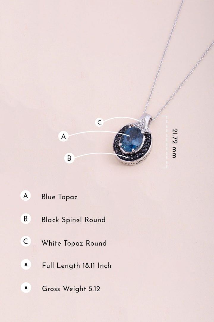Blue Topaz Sterling Silver Pendant Necklace 10067163 - Avishya