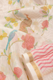 Beige Chanderi Silk Cotton 2-Piece Salwar Suit Material