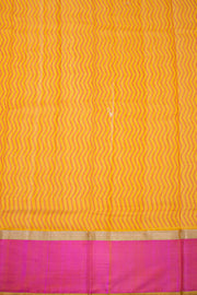Yellow Chanderi Printed Silk Cotton Saree 10075364
