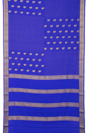 Sapphire Blue Mysore Crepe Silk Saree With Paisley Motifs Design And Zari Border 10076681