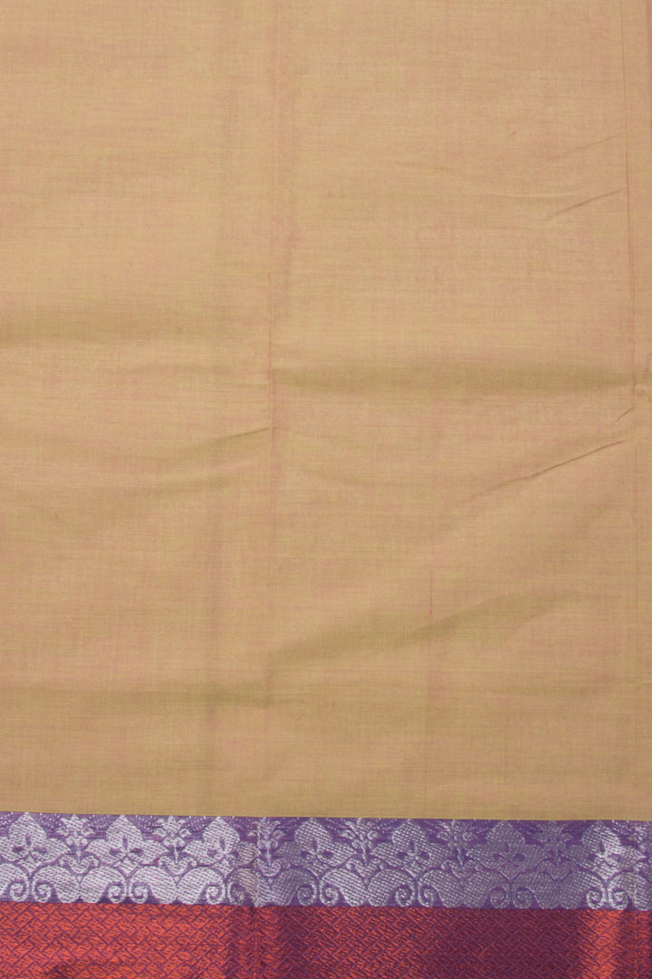 Dual Tone Beige Handloom Chettinad Cotton Saree 10070025