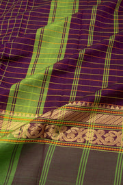 Purple Handloom Chettinad Cotton Saree Without Blouse 10075061