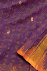Purple Handloom Chettinad Cotton Saree Without Blouse 10075123