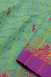 Green Handloom Chettinad Cotton Saree Without Blouse 10075124