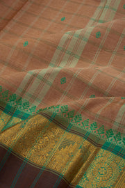 Brown Handloom Chettinad Cotton Saree Without Blouse 10075125