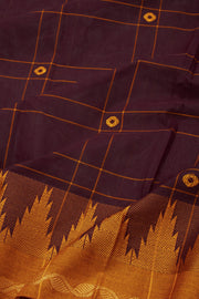 Brown Handloom Chettinad Cotton Saree Without Blouse 10075129