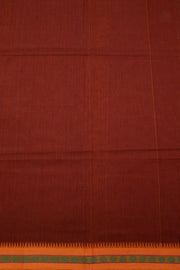 Brown Handloom Chettinad Cotton Saree Without Blouse 10075133