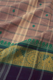 Brown Handloom Chettinad Cotton Saree Without Blouse 10075136