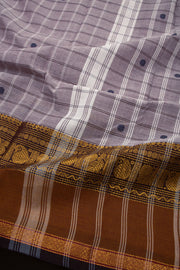 Grey Handloom Chettinad Cotton Saree Without Blouse 10075139