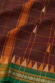 Maroon Handloom Chettinad Cotton Saree Without Blouse 10075141