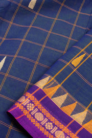 Blue Handloom Chettinad Cotton Saree Without Blouse 10075143