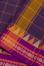 Purple Handloom Chettinad Cotton Saree Without Blouse 10075145